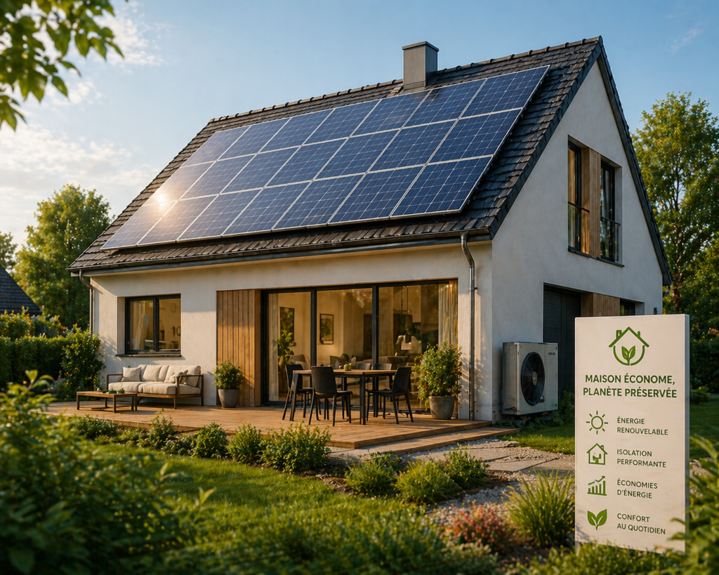 Maison rénovée avec panneaux solaires et pompe à chaleur dans le Pays Drouais